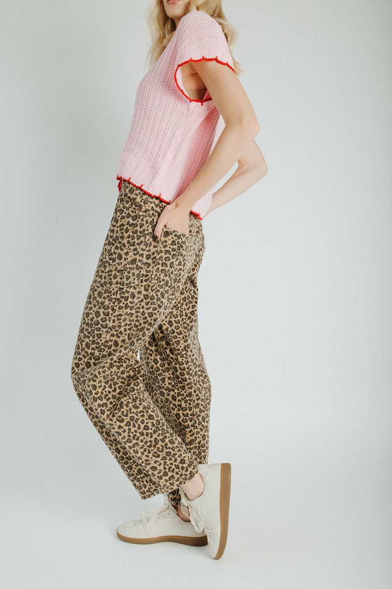 The Kara Washed Pant in Leopard Camel