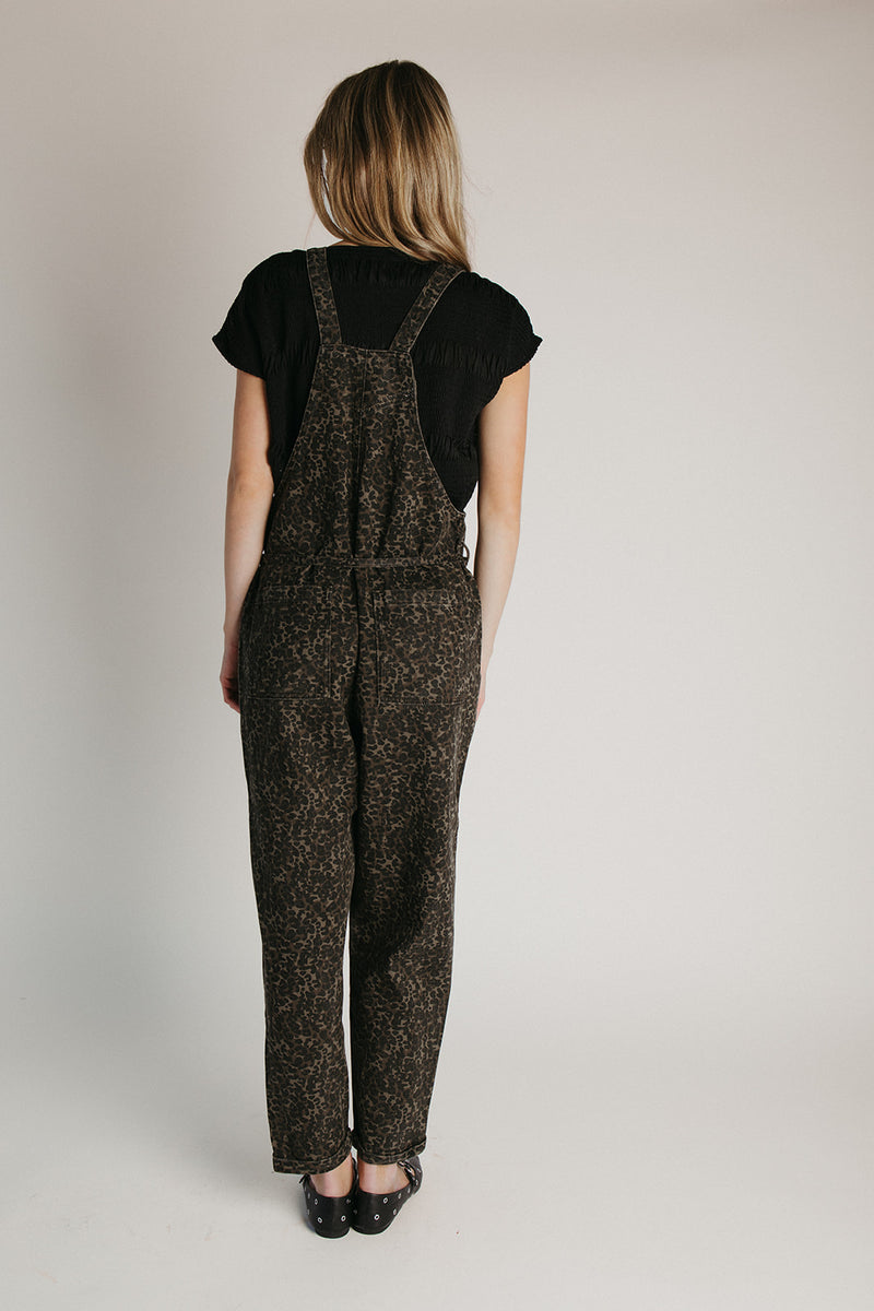 The Sylvia Relaxed Leopard Overall in Black