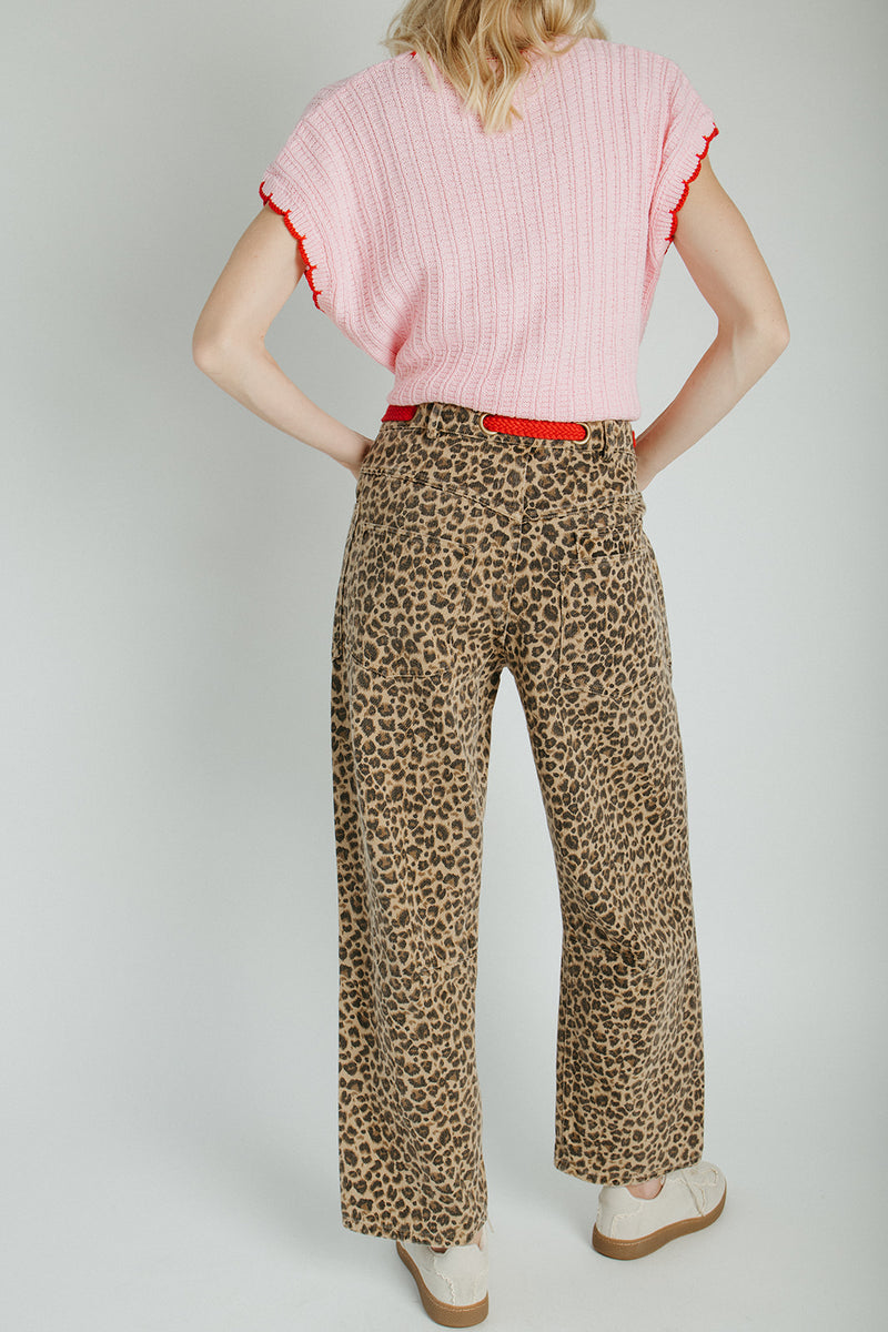 The Kara Washed Pant in Leopard Camel