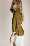 The Elsie Textured Blouse in Dark Olive