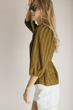 The Elsie Textured Blouse in Dark Olive