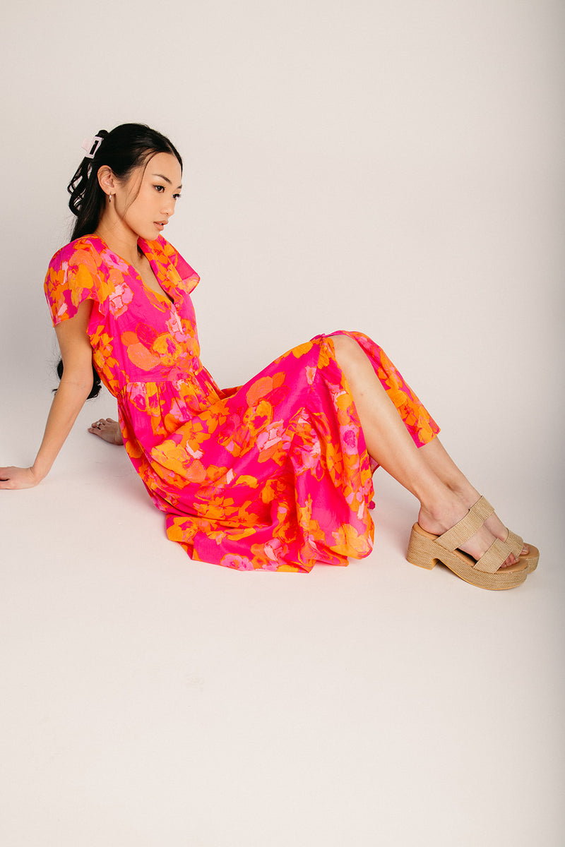 open lace back dress Ombre Chiffon Cowl Dress – bebe main image 0