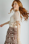 The Bruno Flouncy Sleeve Blouse in Oatmeal