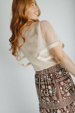 The Bruno Flouncy Sleeve Blouse in Oatmeal
