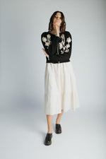 The Edgereton Floral Embroidered Cardigan in Black
