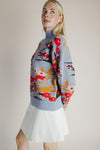 The Donello Floral Mock Neck Sweater in Light Blue