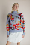 The Donello Floral Mock Neck Sweater in Light Blue