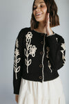 The Edgereton Floral Embroidered Cardigan in Black