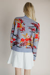 The Donello Floral Mock Neck Sweater in Light Blue