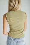 The Gianni Striped Ruffle Tank in Avocado