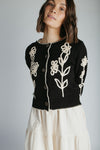 The Edgereton Floral Embroidered Cardigan in Black