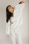 The Merry Christmas Patchwork Cardigan in Cream
