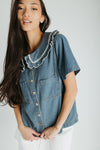 The Marasol Ruffle Collared Blouse in Denim