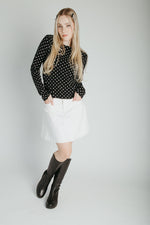 The Kemron Polka Dot Long Sleeve Tee in Black
