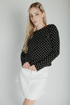 The Kemron Polka Dot Long Sleeve Tee in Black