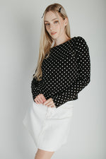 The Kemron Polka Dot Long Sleeve Tee in Black