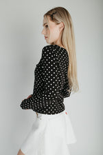 The Kemron Polka Dot Long Sleeve Tee in Black