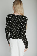The Kemron Polka Dot Long Sleeve Tee in Black