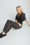 The Amaya Wide Leg Jumpsuit in Charcoal