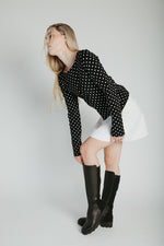 The Kemron Polka Dot Long Sleeve Tee in Black