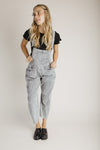 The Clayton Barrel Leg Corduroy Overall in Grey