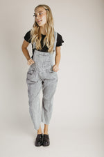 The Clayton Barrel Leg Corduroy Overall in Grey
