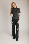 The Carolyn Dot Textured Blouse in Black