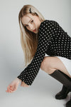 The Kemron Polka Dot Long Sleeve Tee in Black