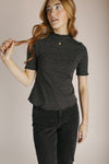 The Carolyn Dot Textured Blouse in Black