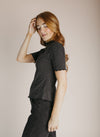 The Carolyn Dot Textured Blouse in Black