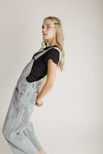 The Clayton Barrel Leg Corduroy Overall in Grey