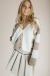 The Carmack Colorblock Cardigan in Taupe + Ivory