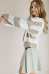 The Carmack Colorblock Cardigan in Taupe + Ivory