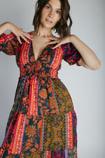The Fernley Patterned Maxi Dress in Pine Harvest