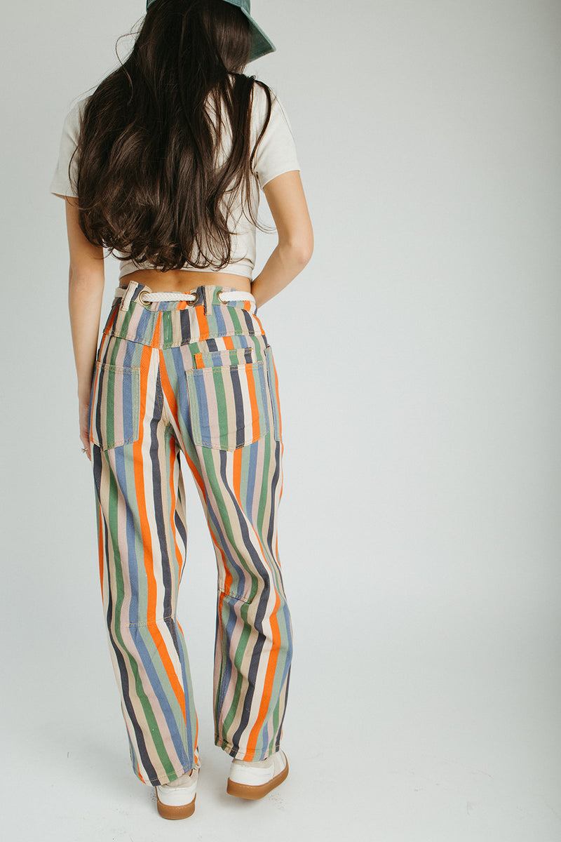 The Wallin Belted Pant in Striped Multi