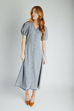 The Zora Button-Up Midi Dress in Medium Denim