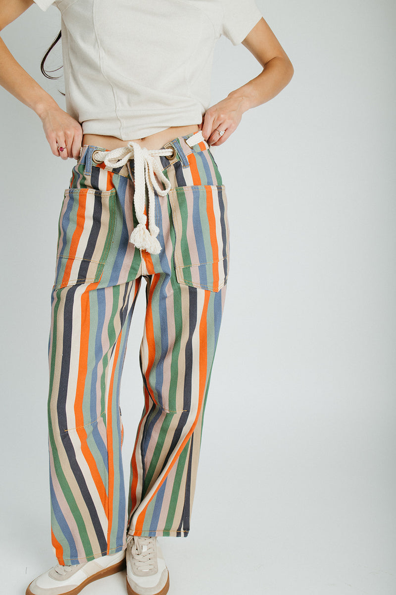 The Wallin Belted Pant in Striped Multi