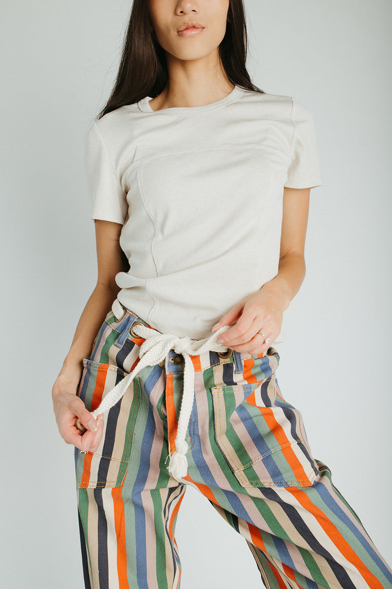 The Wallin Belted Pant in Striped Multi