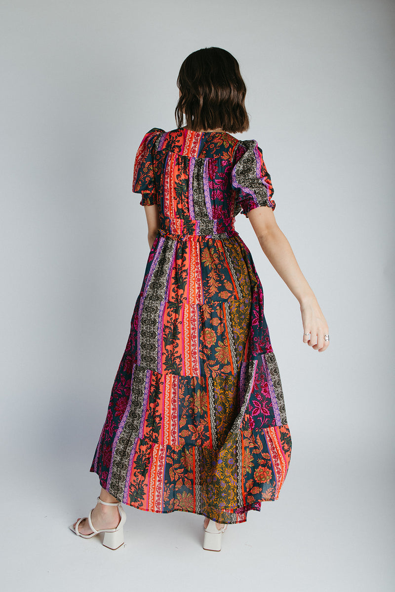 The Fernley Patterned Maxi Dress in Pine Harvest
