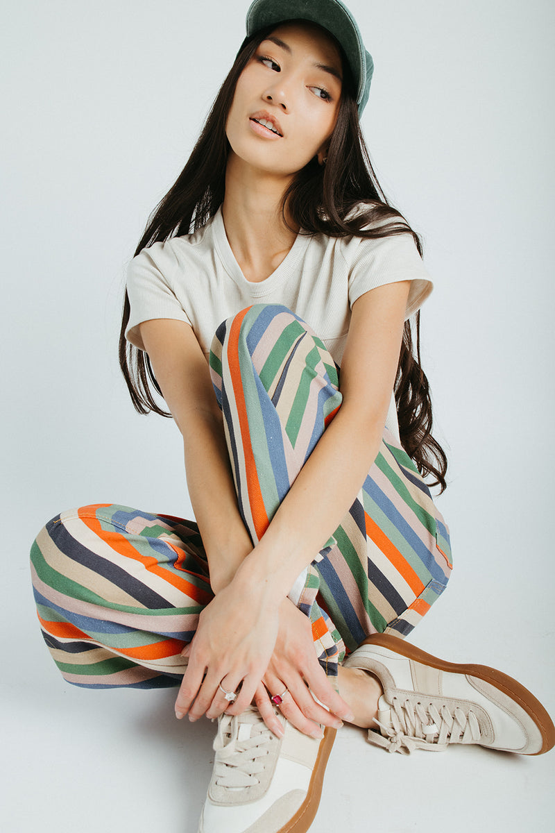 The Wallin Belted Pant in Striped Multi