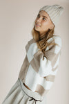 The Carmack Colorblock Cardigan in Taupe + Ivory