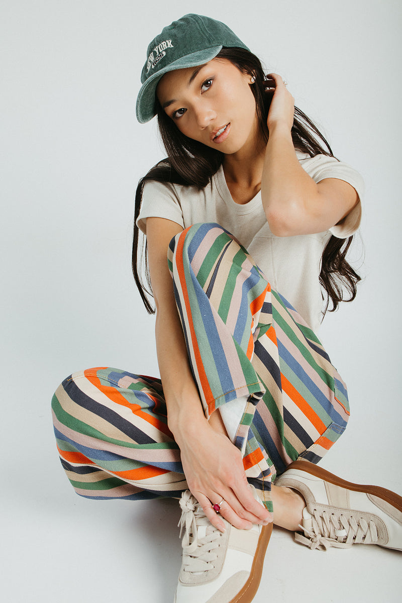 The Wallin Belted Pant in Striped Multi