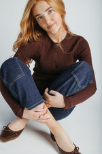 The Shyanne Lace Hem Cardigan in Choco