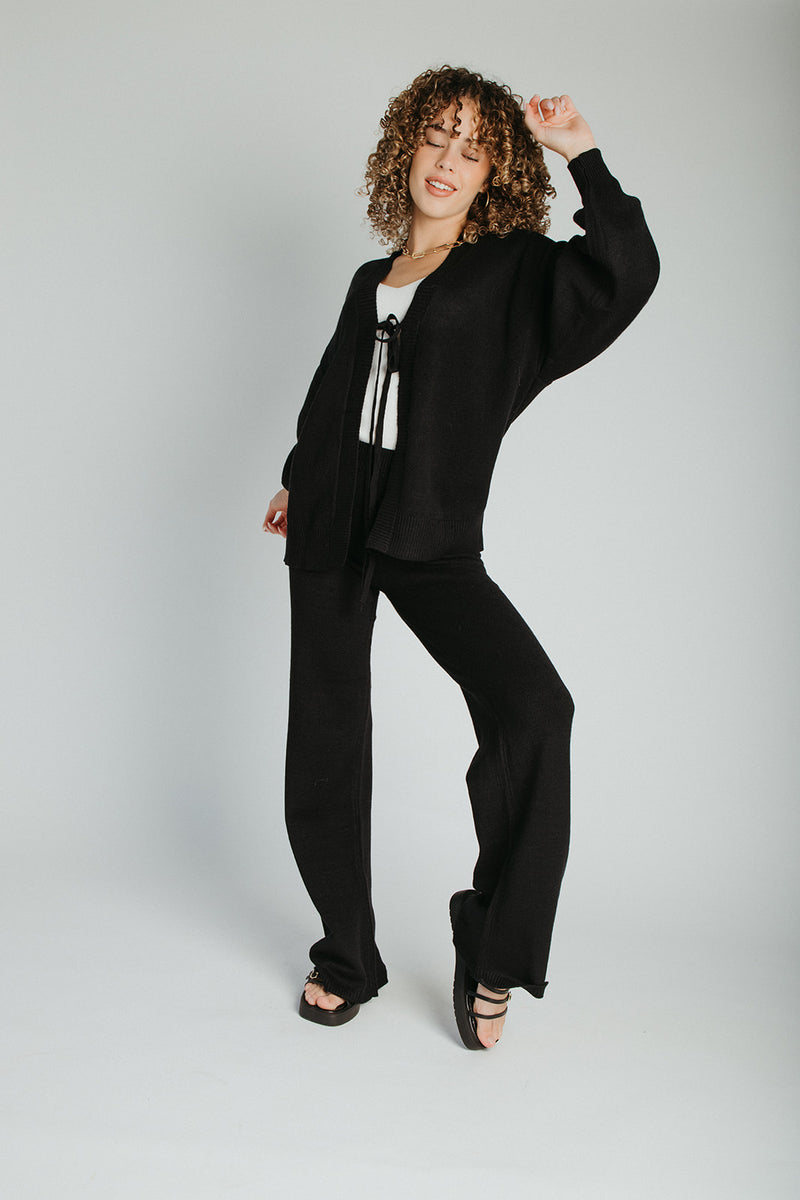 The Timo Knit Cardigan Set in Black