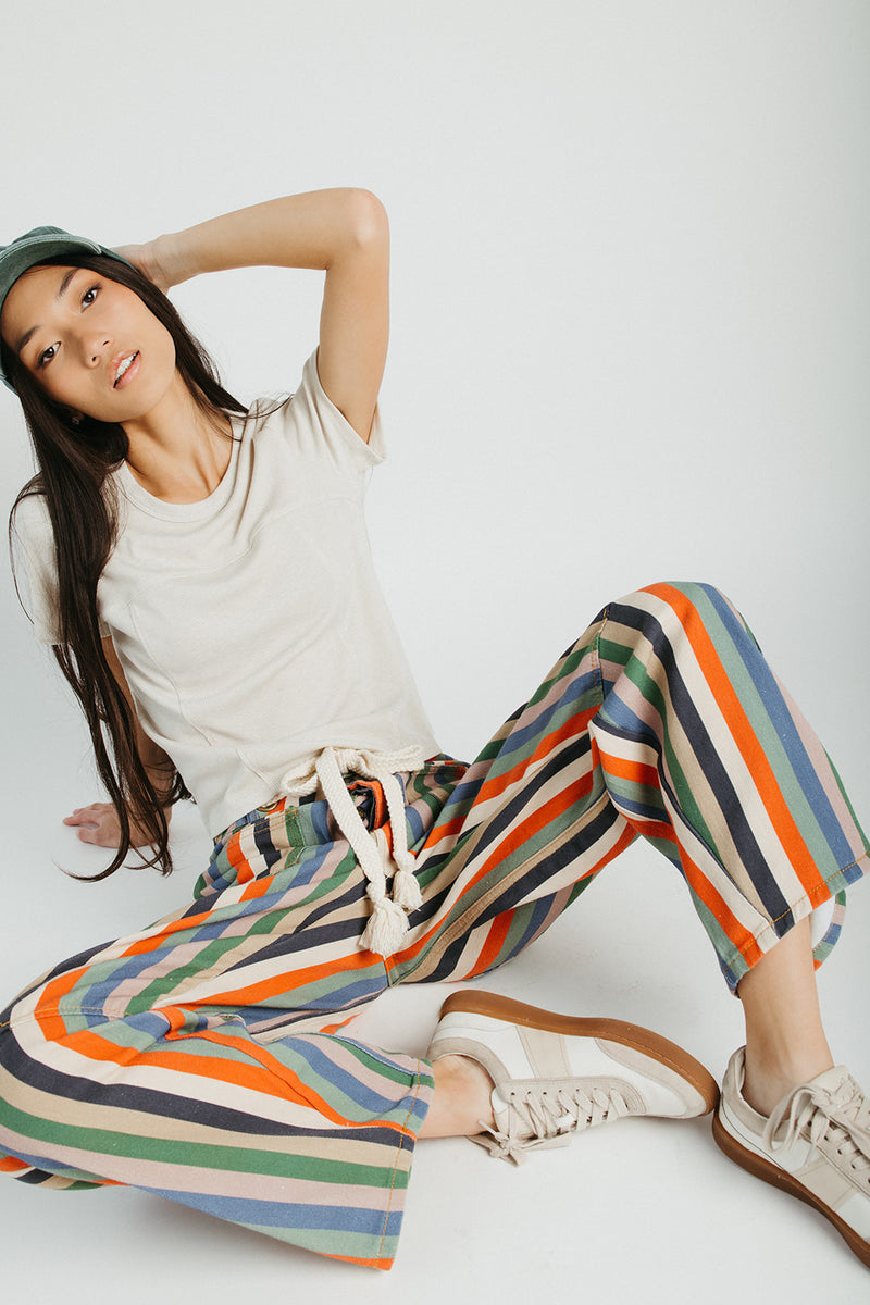 The Wallin Belted Pant in Striped Multi