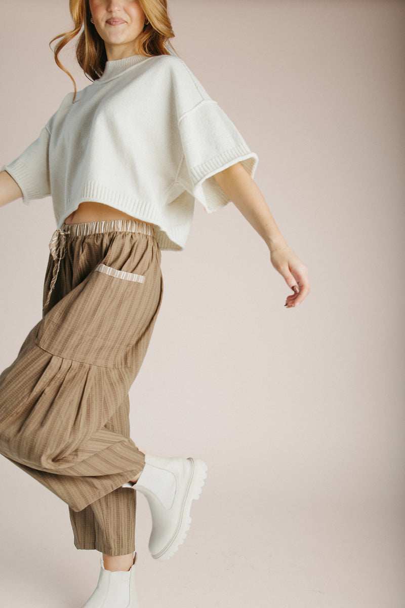 The Trisney Mock Neck Sweater in Ivory