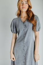 The Zora Button-Up Midi Dress in Medium Denim