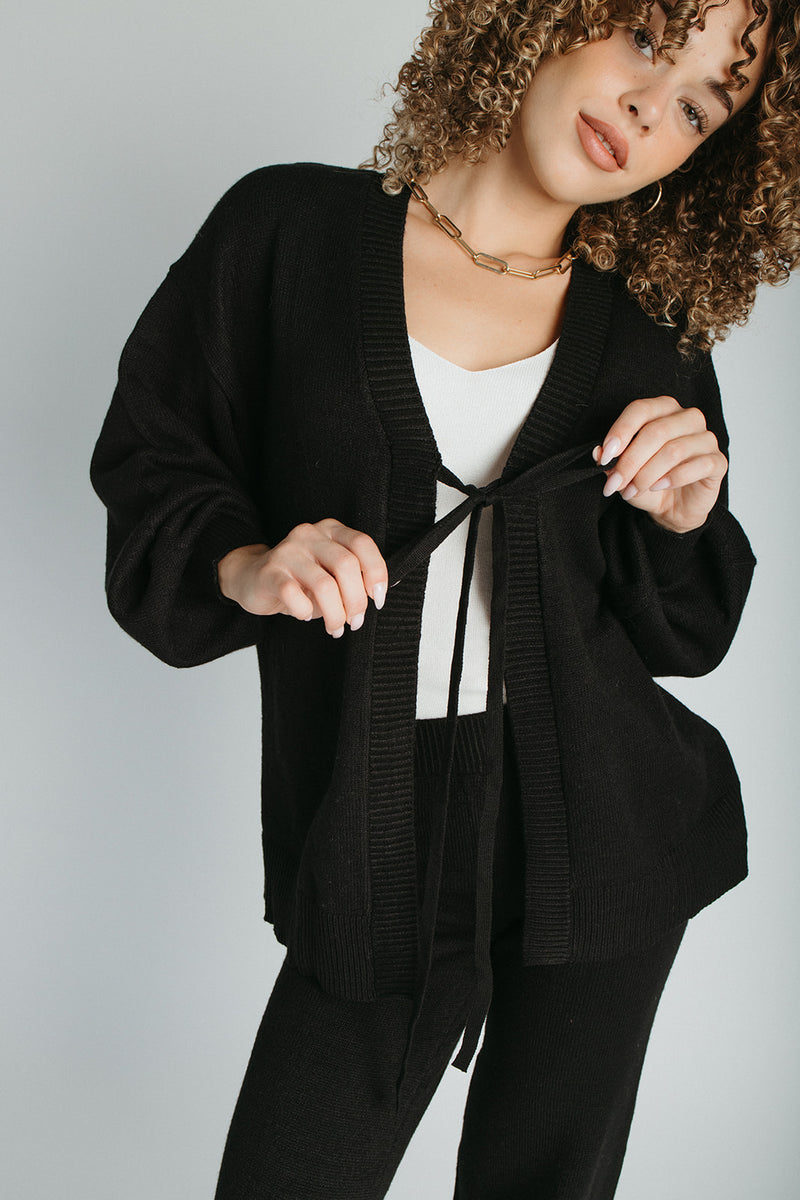 The Timo Knit Cardigan Set in Black