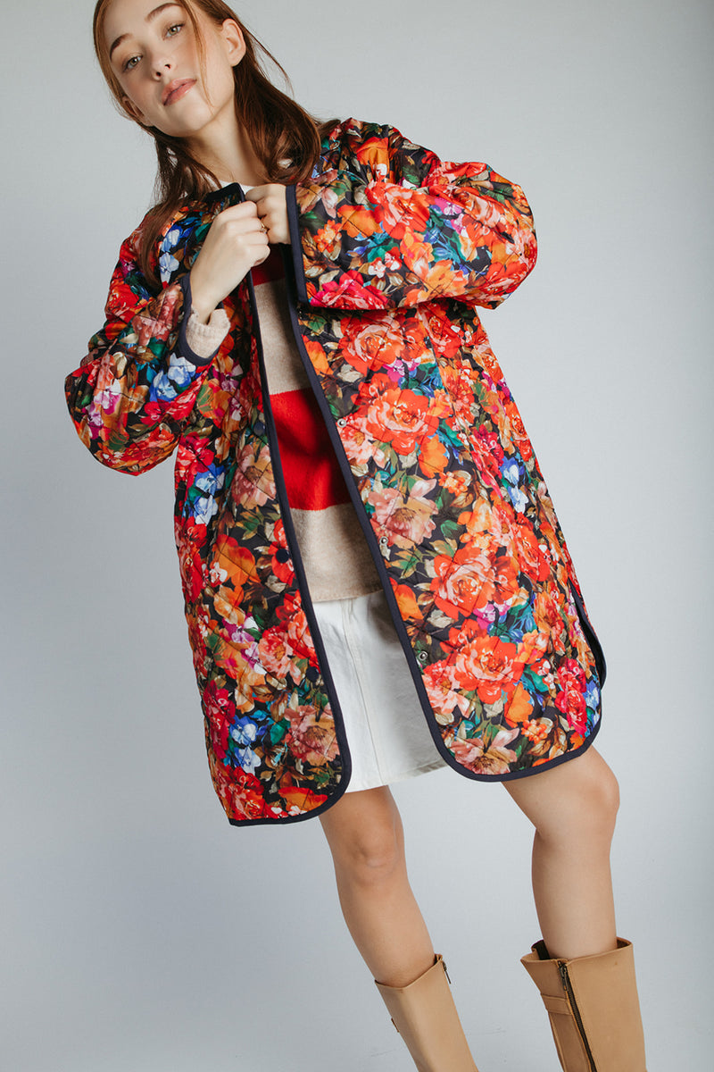 The Janice Quilted Jacket in Navy Floral