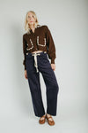 The Suzie Belted Corduroy Pant in Deep Navy